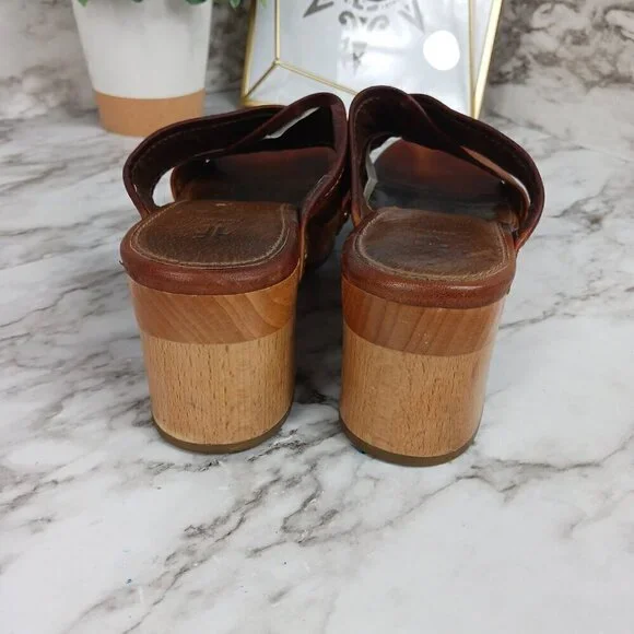 FRYE Womens Fiona Slide Cross Strap Dress Sandals Brown Leather Size 7M - Picture 10 of 14